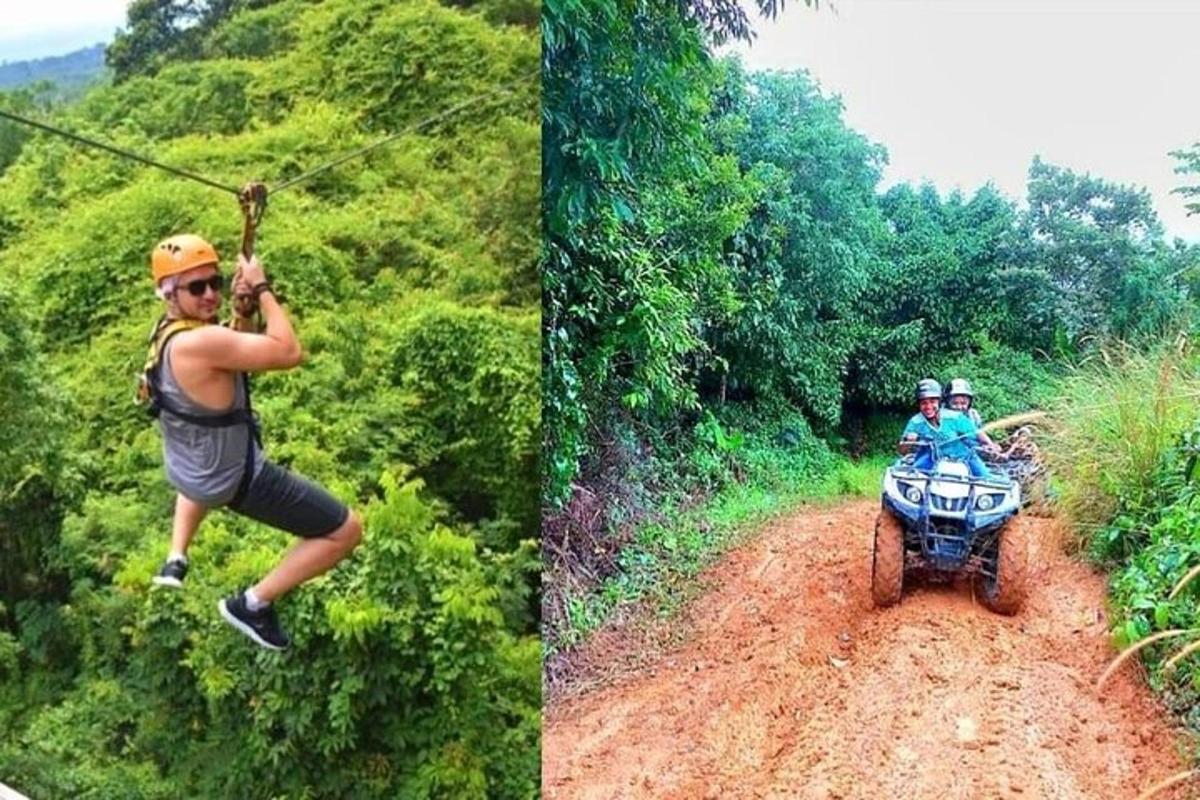 dua gambar orang di atas atv di jalan tanah
