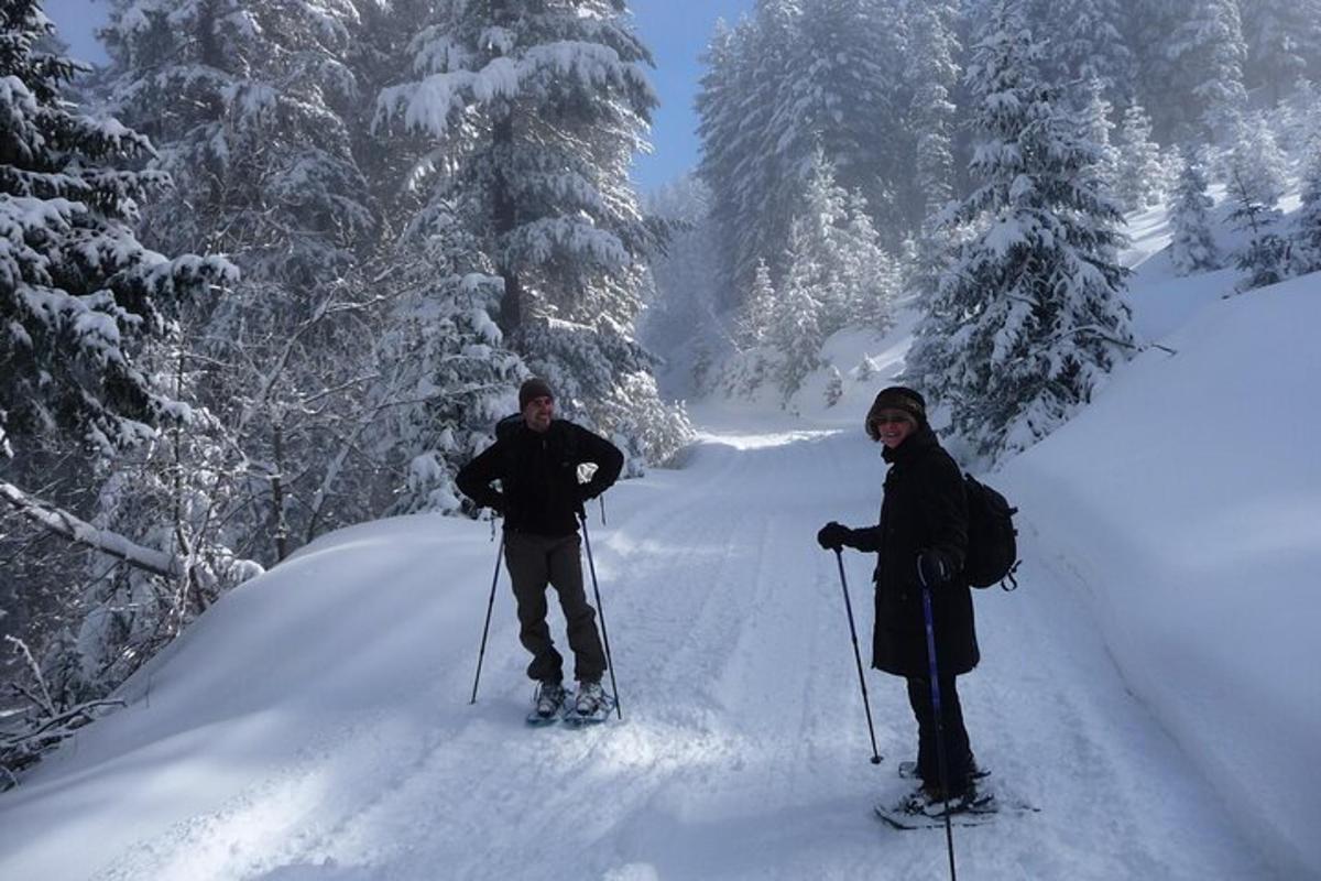 to personer som står på ski i snøen