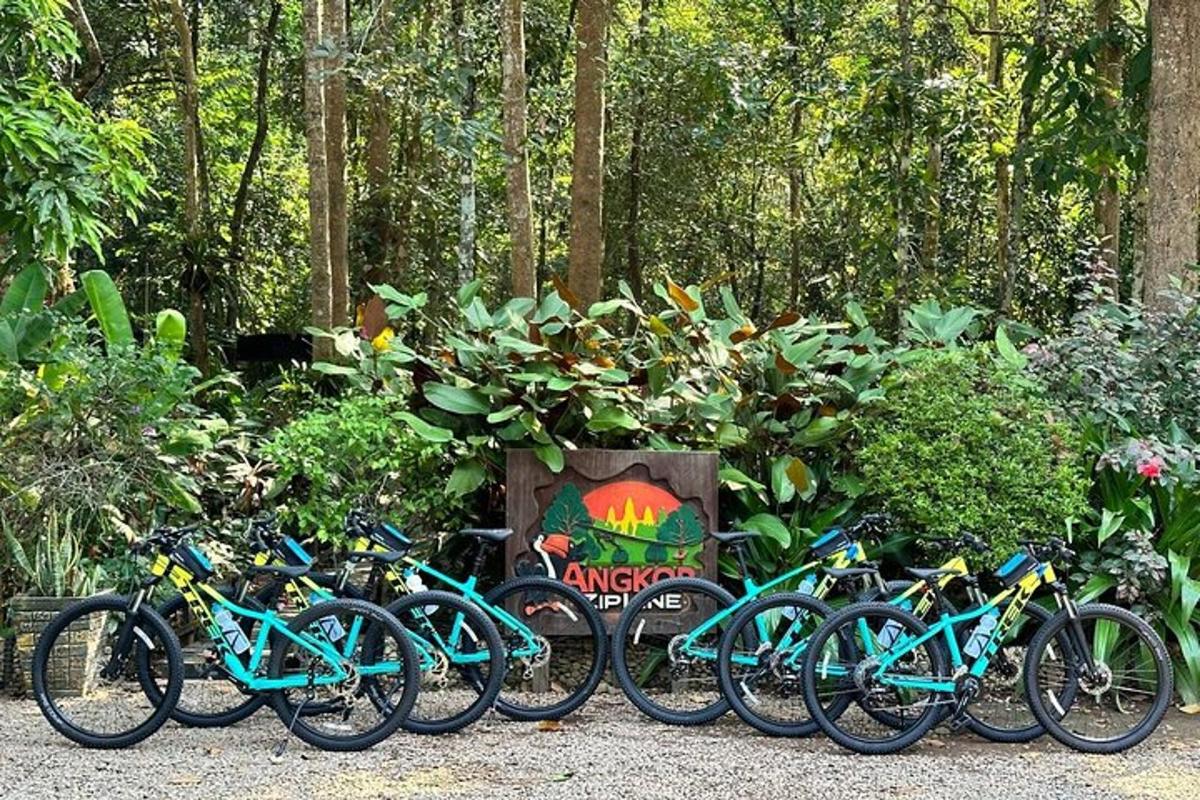 un gruppo di biciclette parcheggiate una accanto all'altra