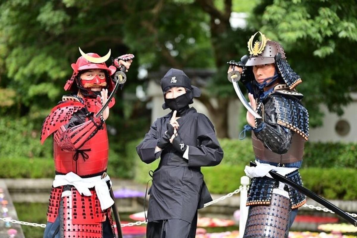 a group of three people dressed up in costumes