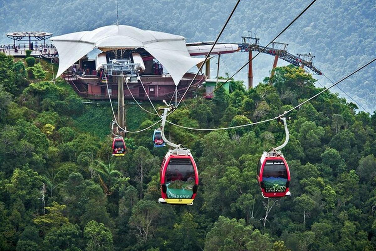sekumpulan gondola terbang melalui pokok
