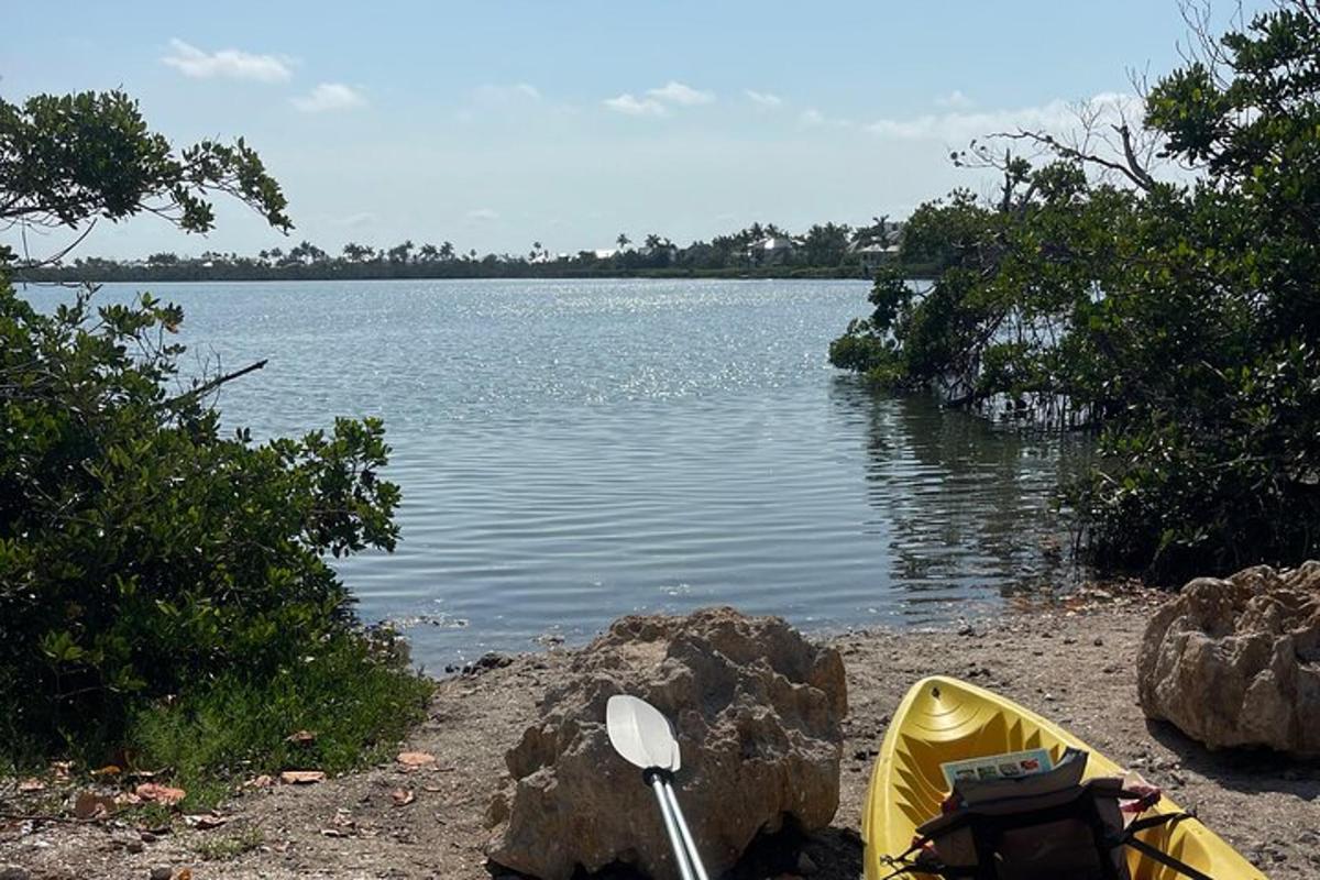 kayak kuning di tepi danau