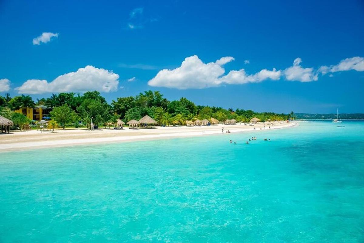 isang beach na may grupo ng mga tao sa tubig