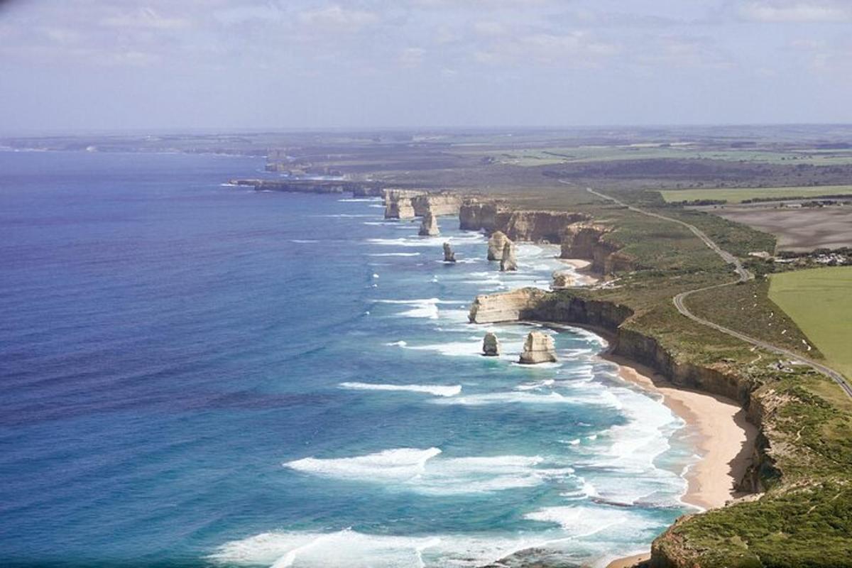 an aerial view of the twelve apostles of the great ocean road