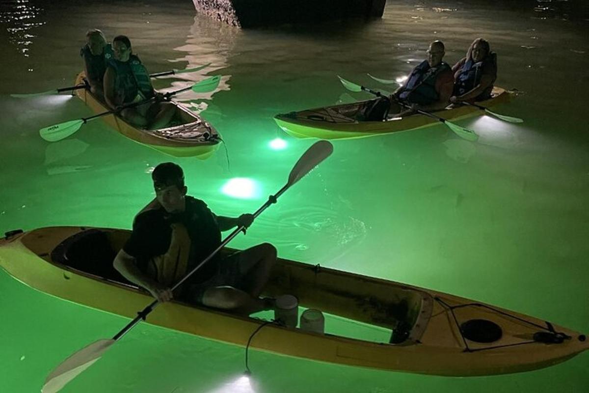 un gruppo di persone in kayak in acqua