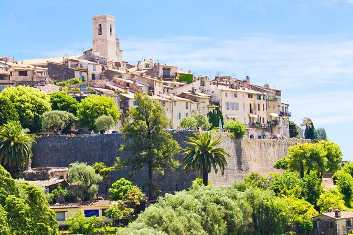 un villaggio su una collina con case e alberi