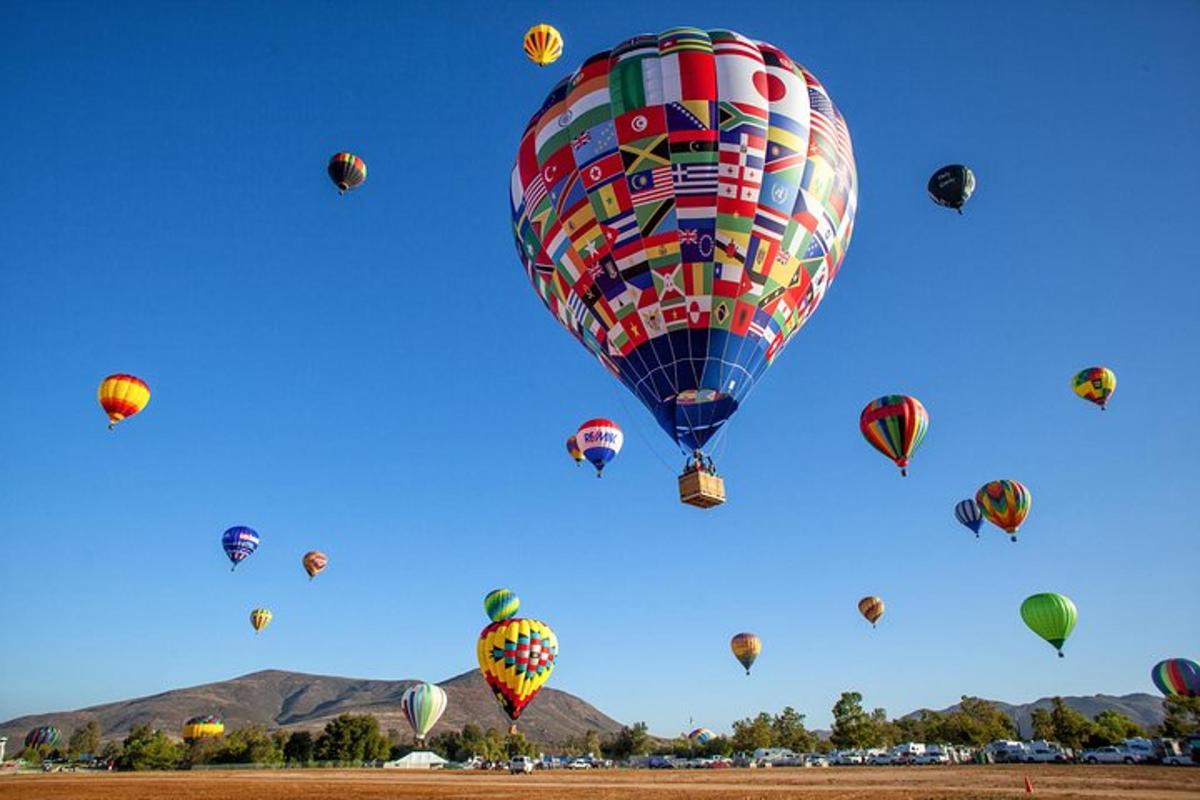 un munt de globus aerostàtics volant pel cel