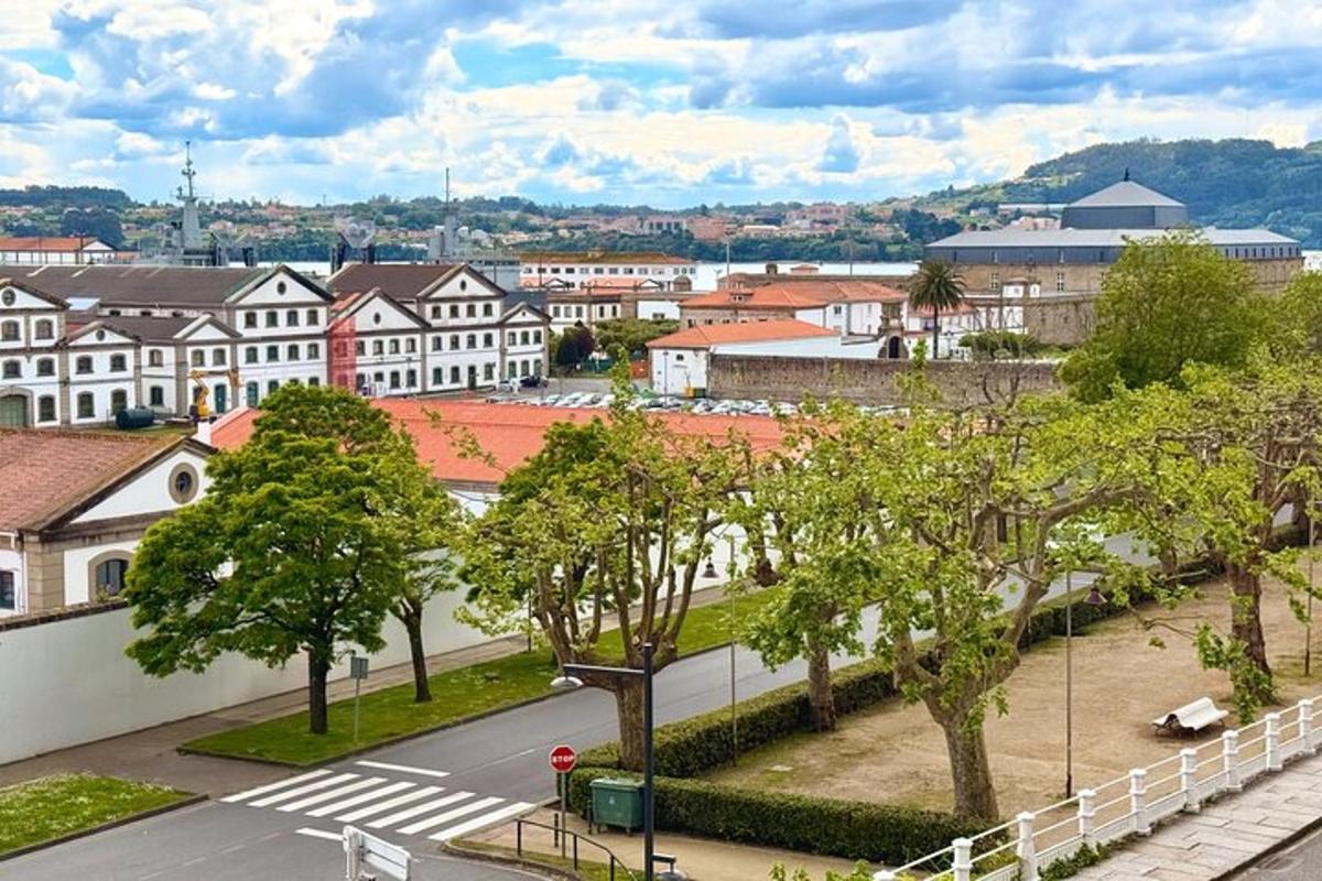 a view of a city with trees and buildings