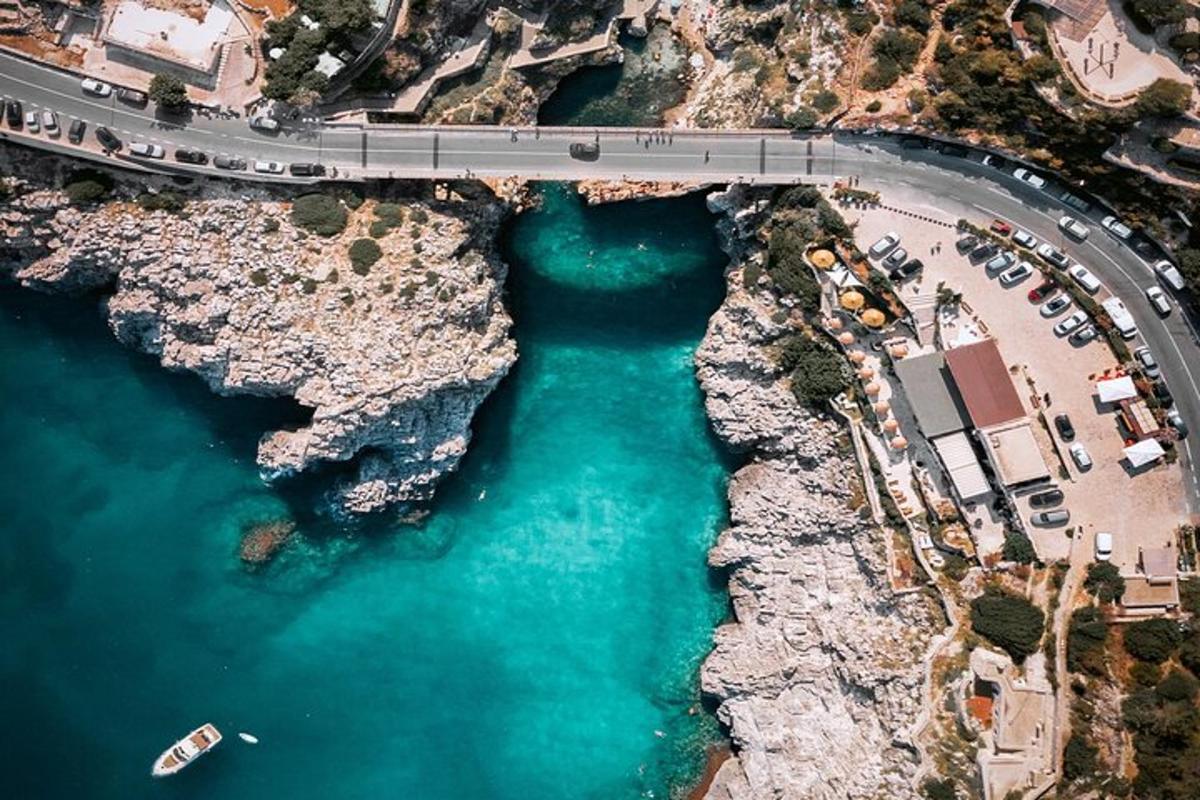 μια εναέρια άποψη μιας γέφυρας πάνω από ένα υδάτινο σώμα