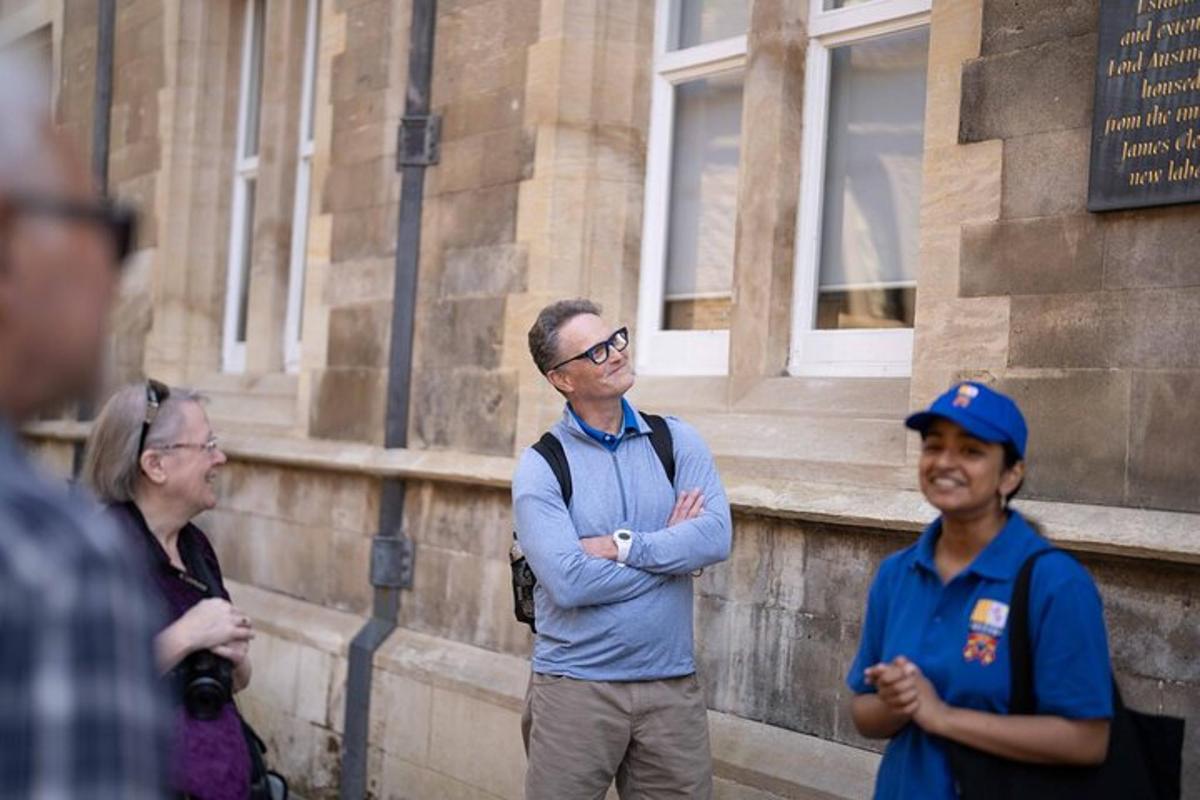a group of people standing in front of a building