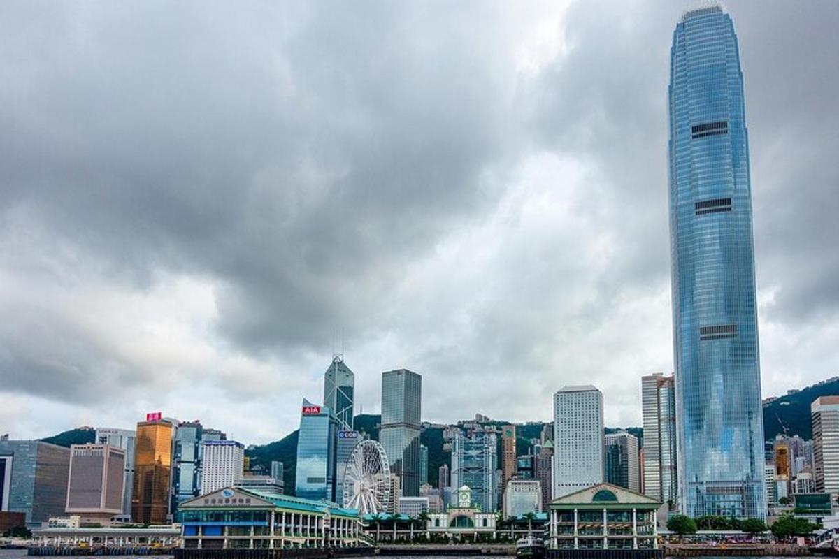 a skyline of a city with tall skyscrapers