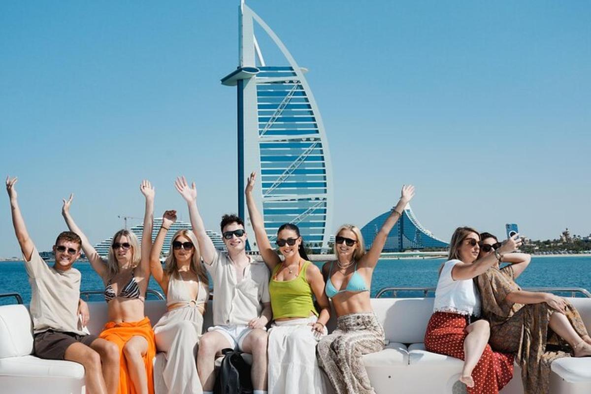 a group of people sitting on a boat