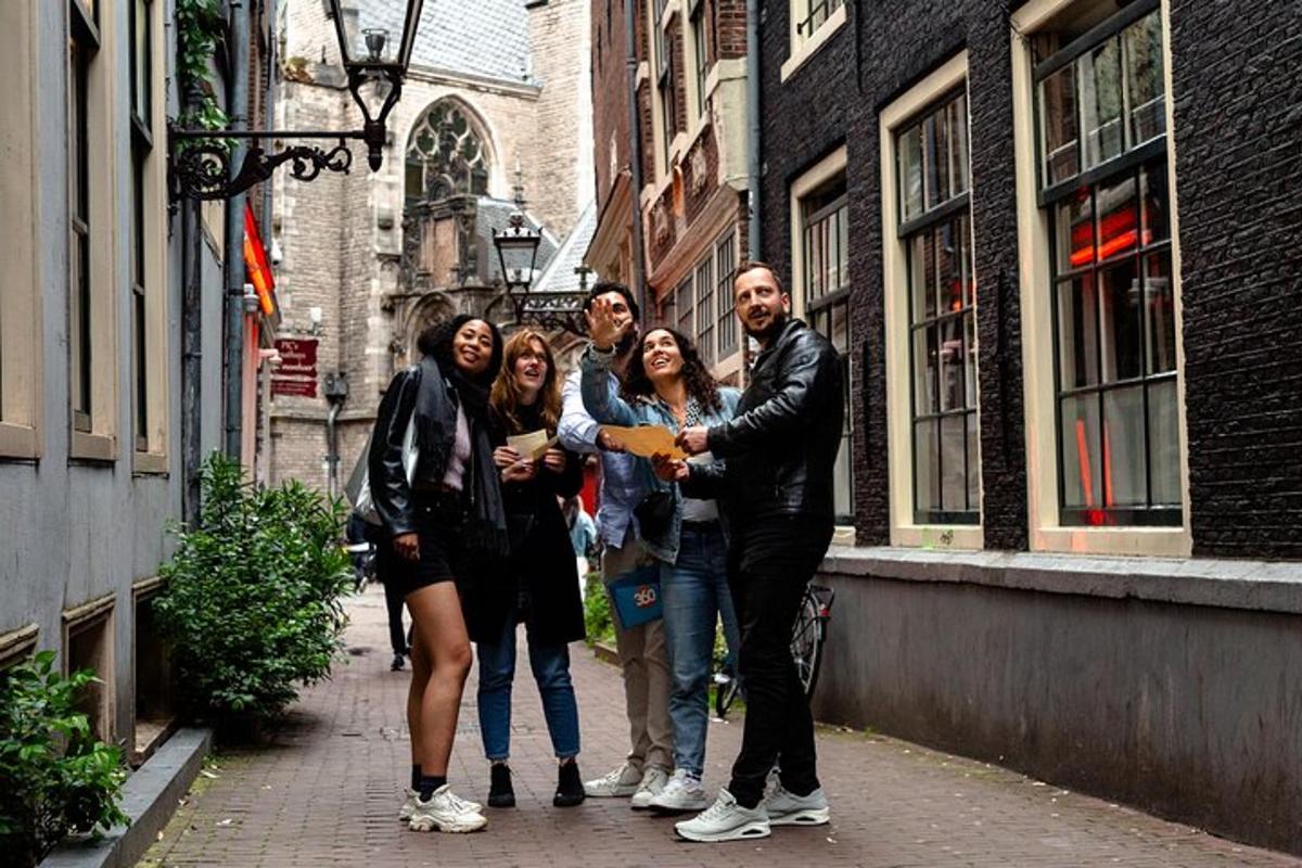 a group of people standing on a city street