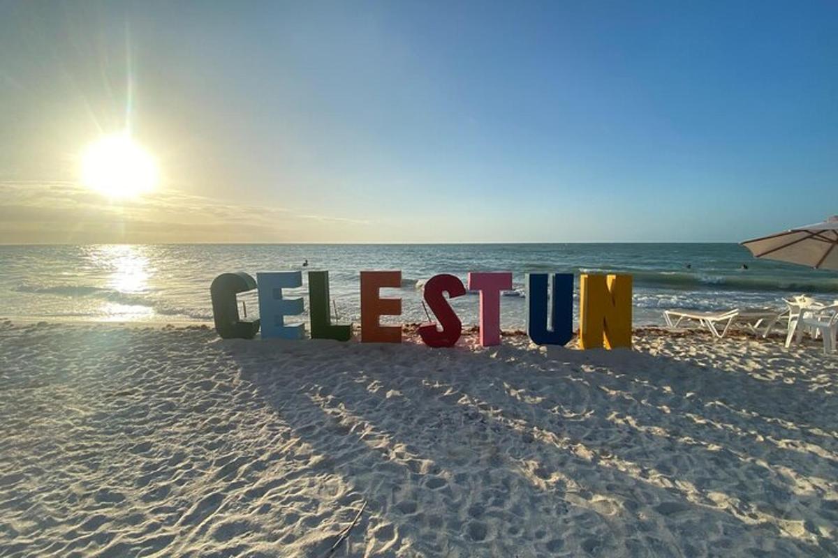 un panneau dans le sable sur une plage