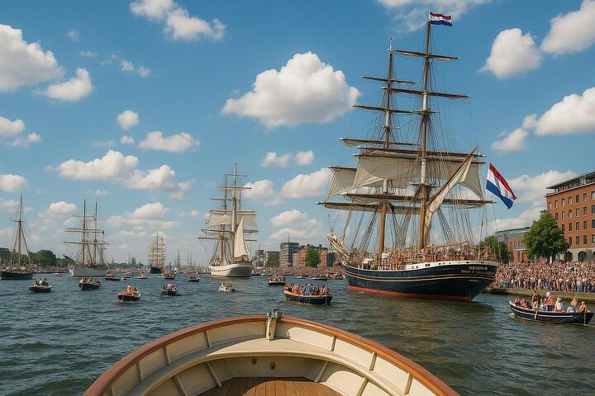 eine Gruppe von Booten in einem Hafen mit Schiffen
