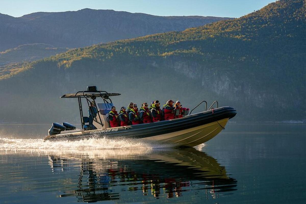 a group of people in a boat on the water