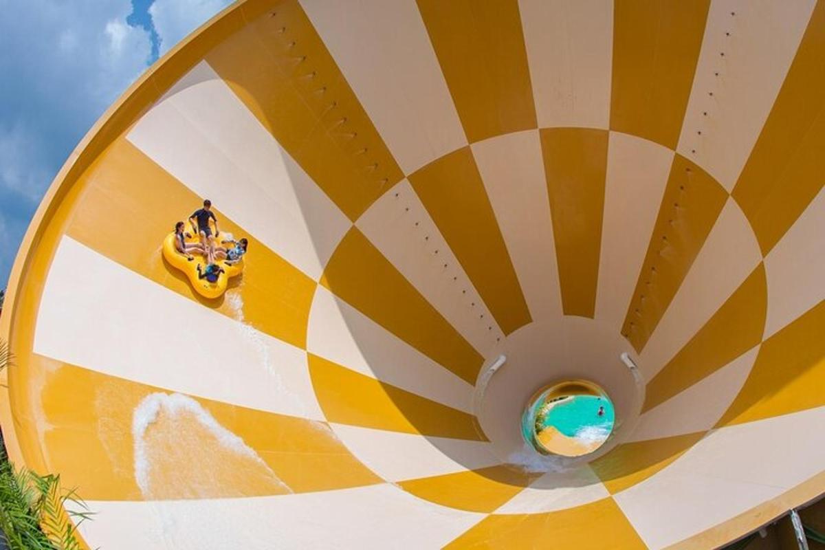 a spiral staircase to a beach with a surfboard