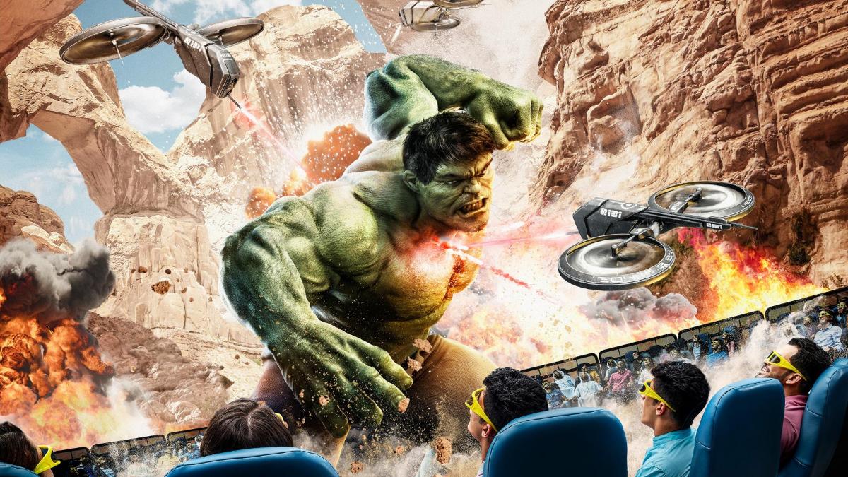 a painting of the hulk in front of a crowd
