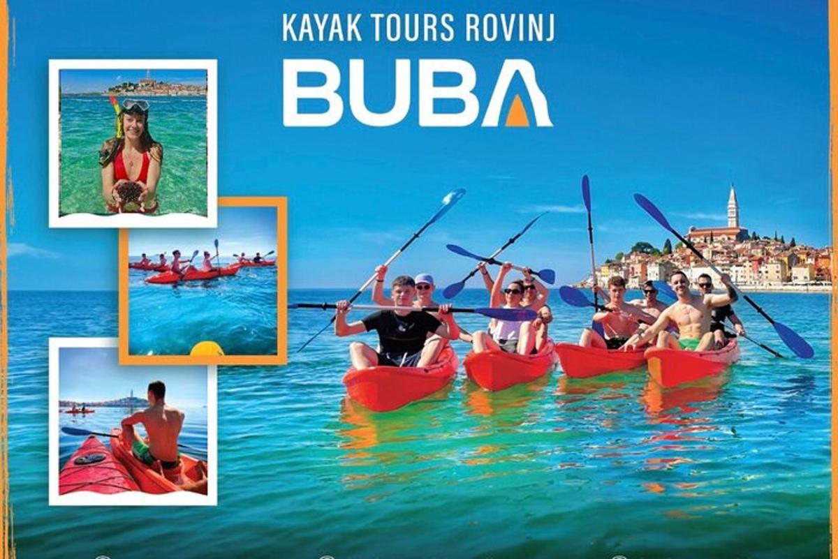a collage of photos of people in kayaks in the water