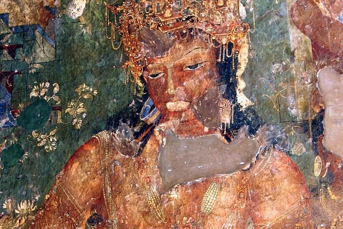 a painting of a woman wearing a crown