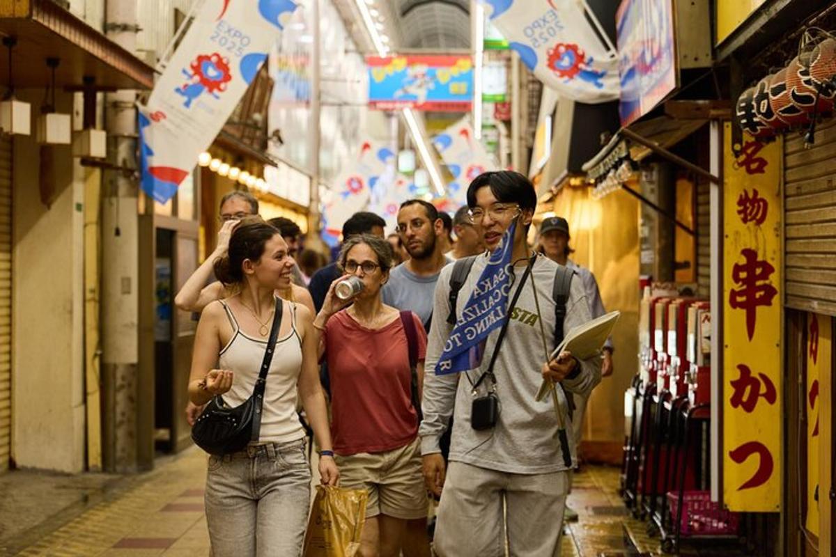 a group of people walking down a street