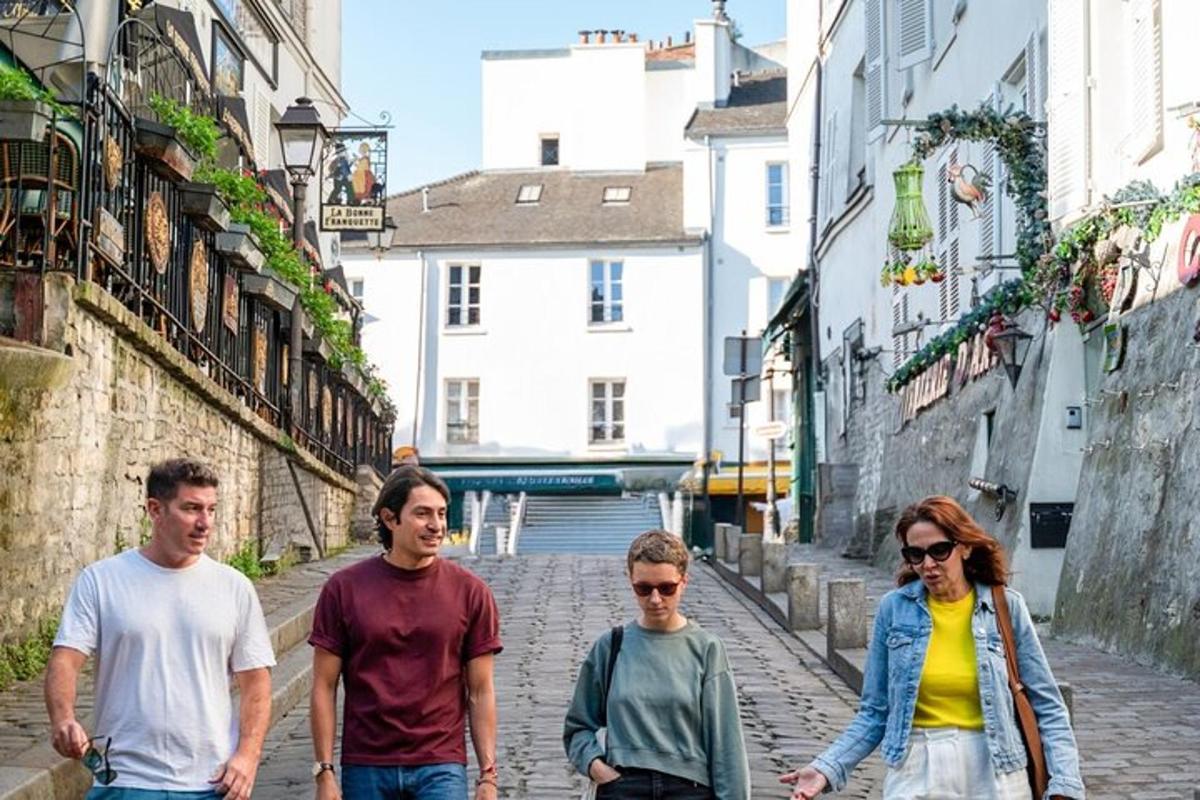 a group of people walking down a street