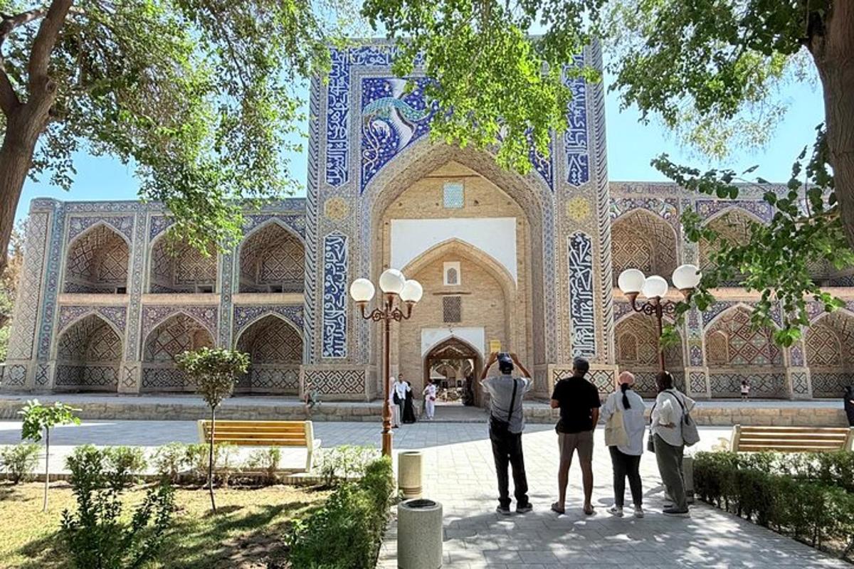 a group of people standing in front of a building