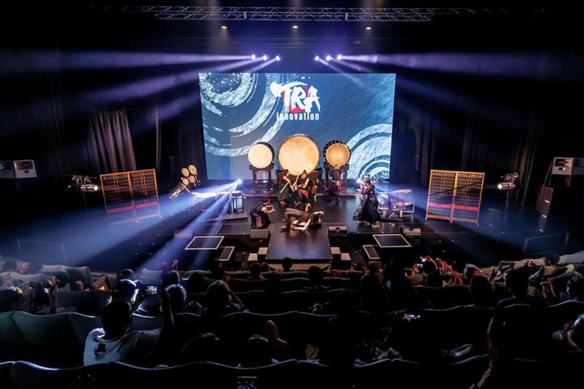 a stage with a group of people on a stage