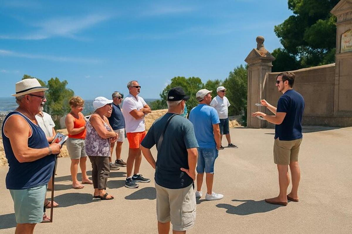 一群人站在纪念碑外面