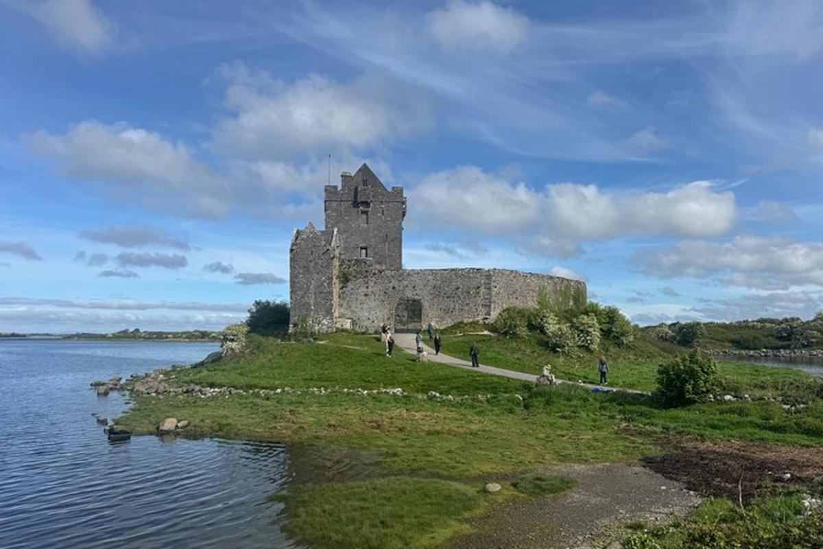 a castle on an island in a body of water