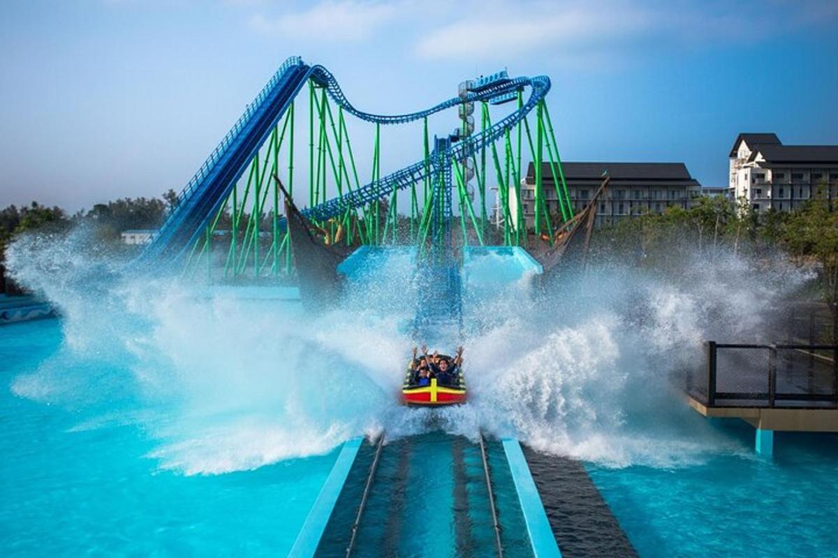 a roller coaster in the middle of the water