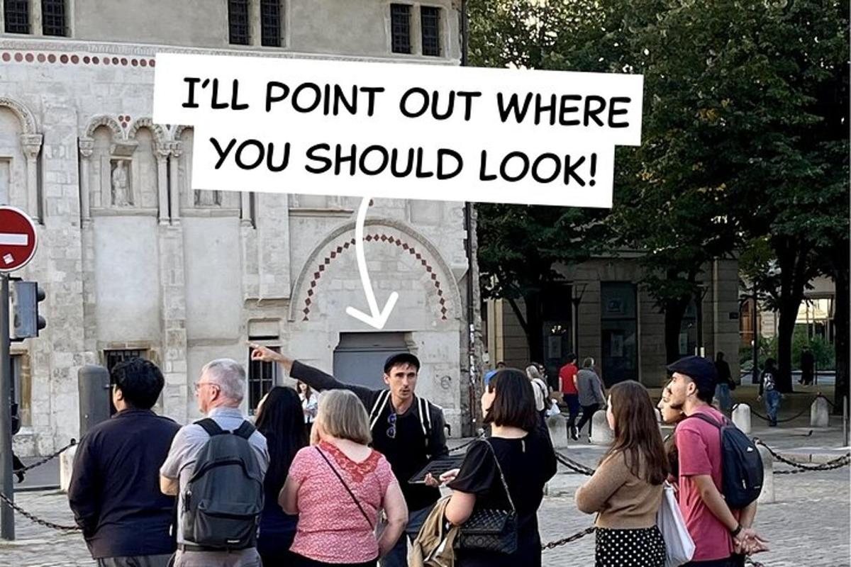a group of people standing in a street with a sign