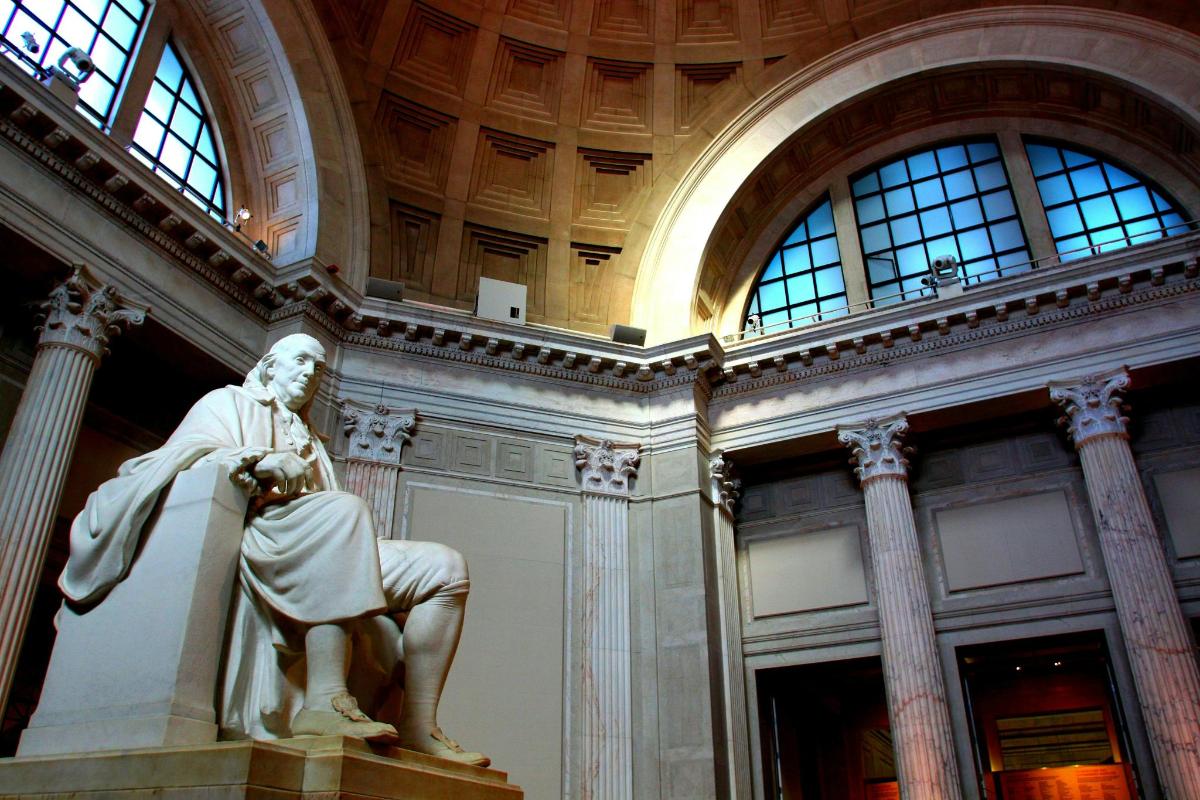 a statue of a man in a building