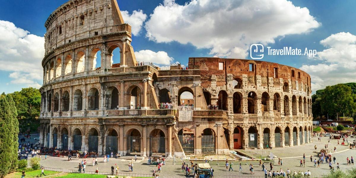 a view of the colosseum with people around it