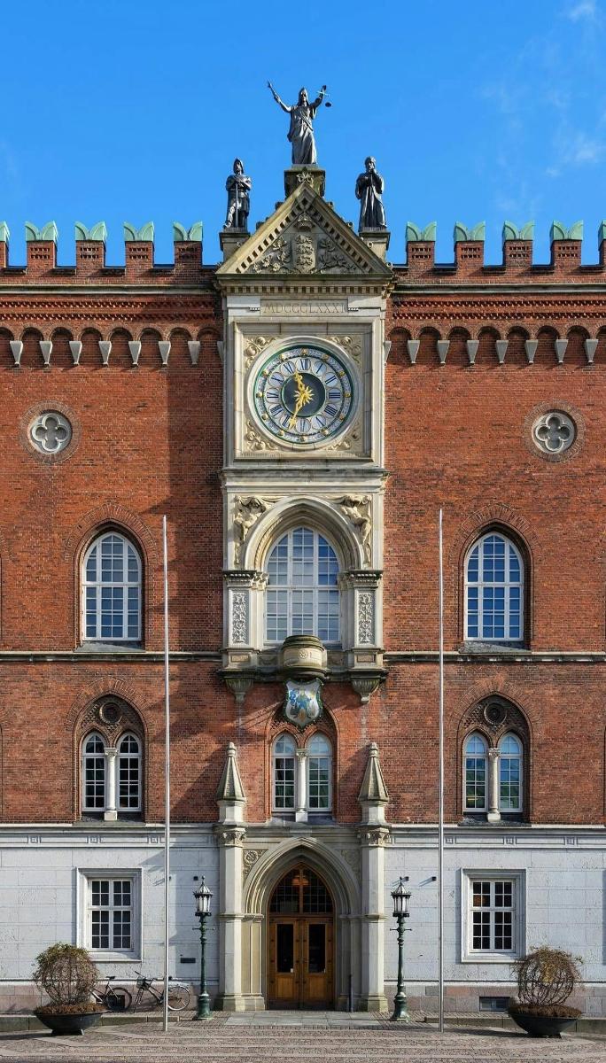 a large brick building with a clock tower on it