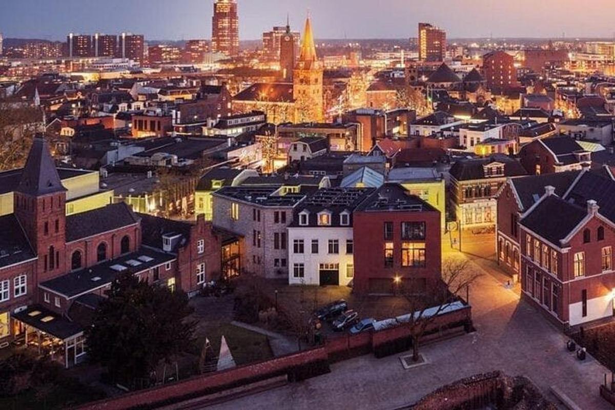 a view of a city at night