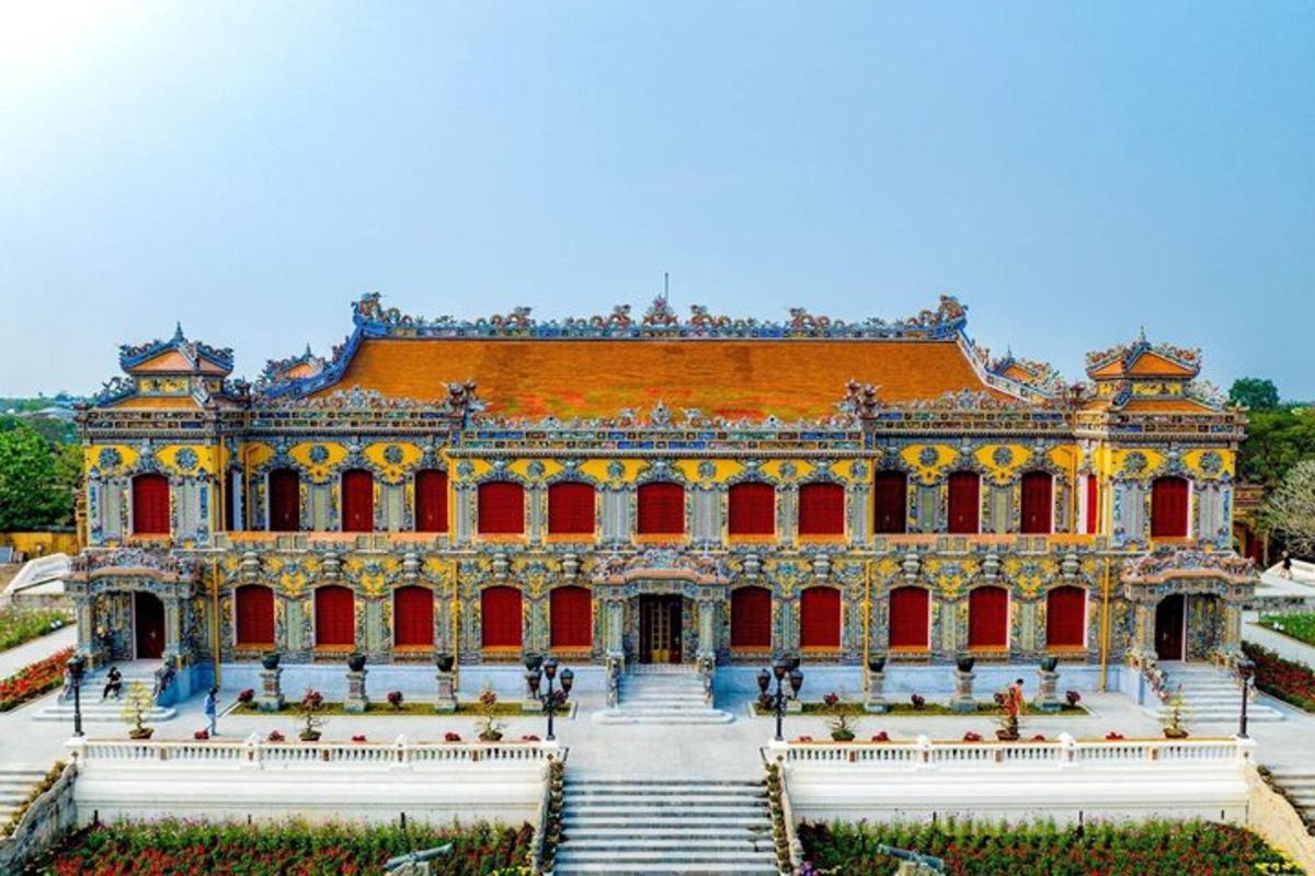 a large building with a staircase in front of it