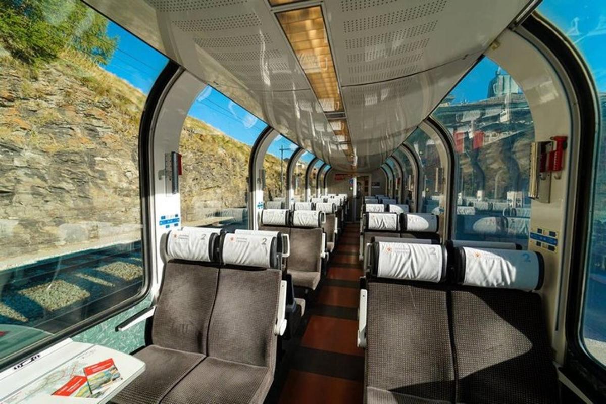 a train car with rows of seats on it