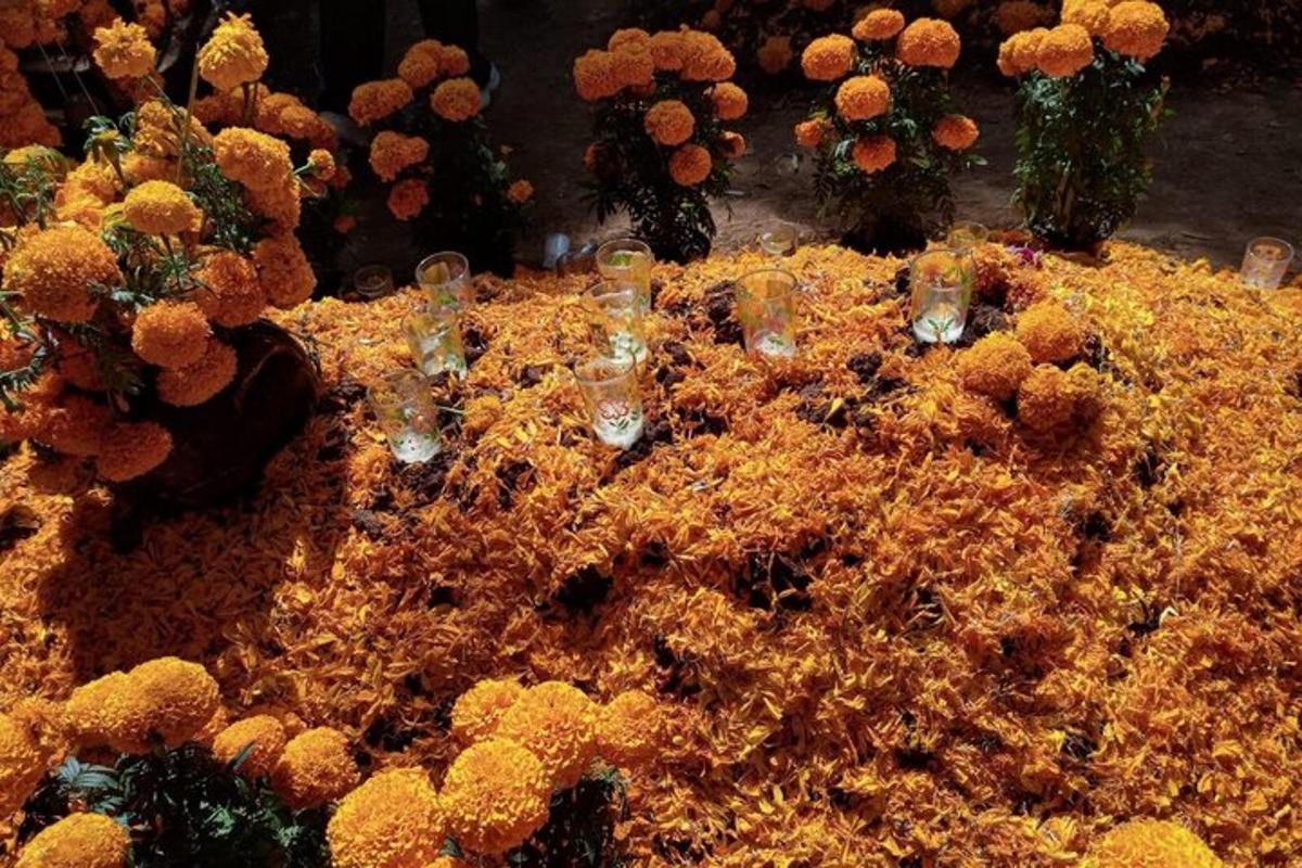 a bunch of flowers on a table with wine glasses
