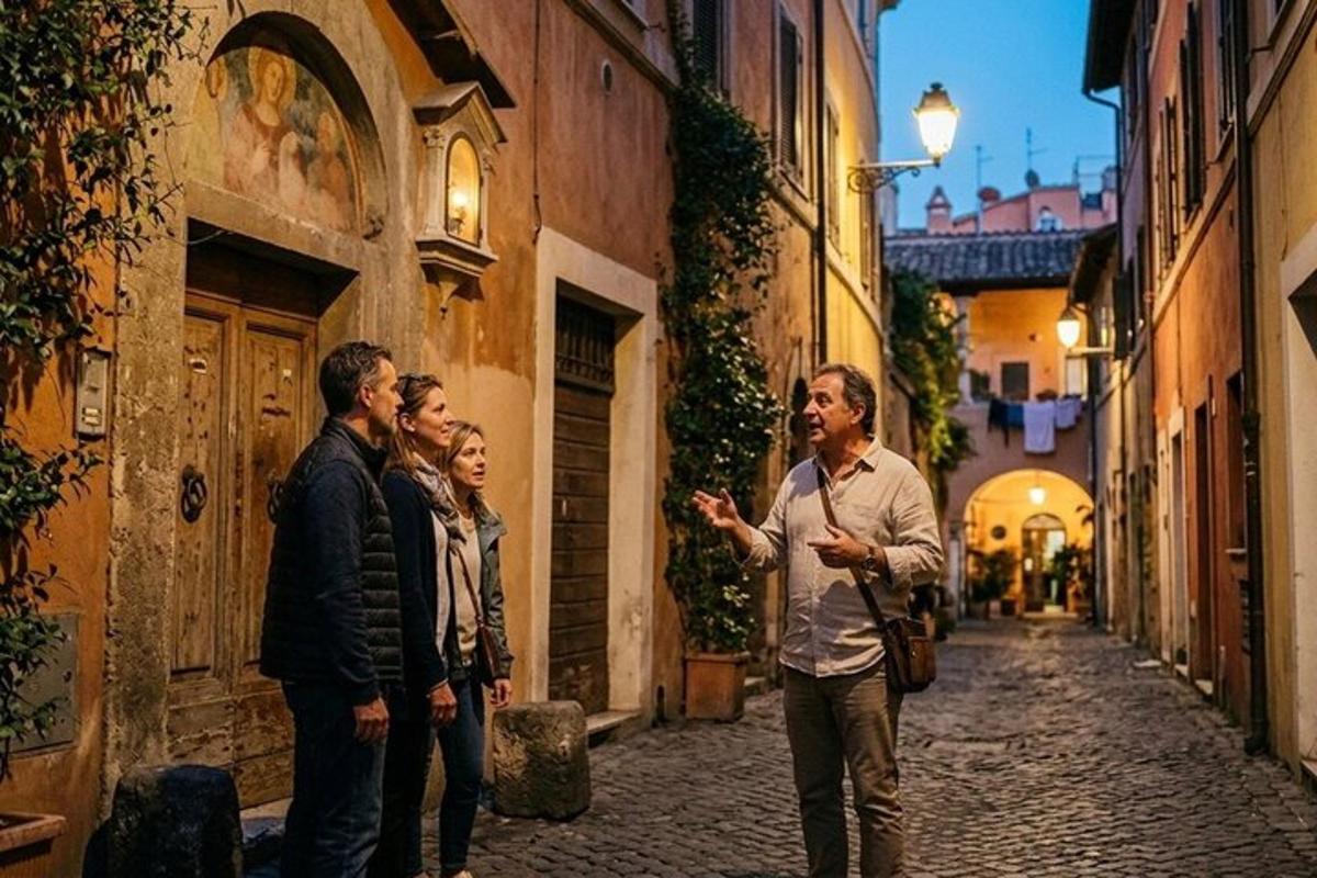 a group of people standing in an alley