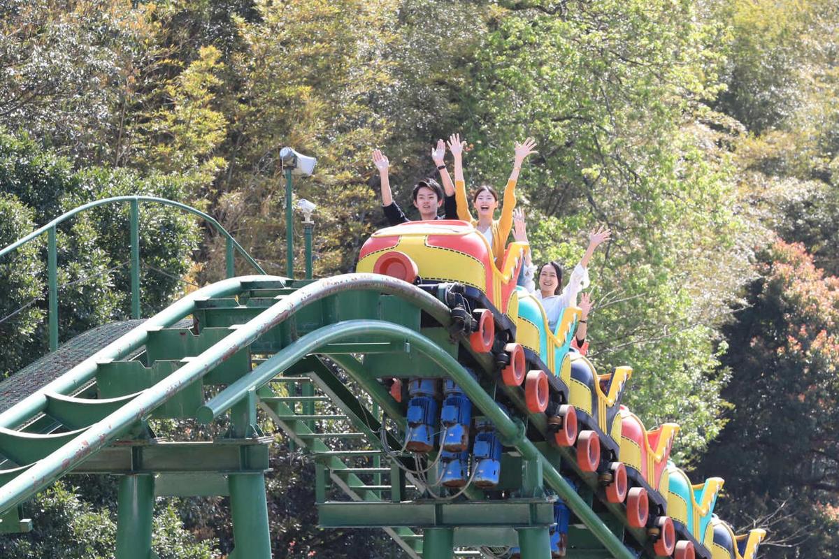 a group of people riding on a roller coaster